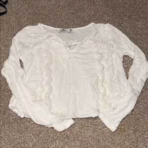Hollister Ivory Lace Accent Blouse